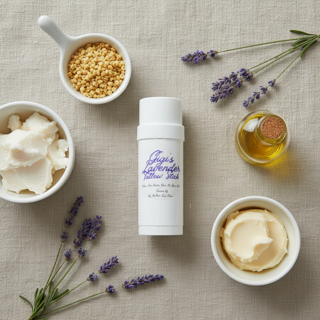 Gigi's Lavender Tallow Stick - Flat Lay