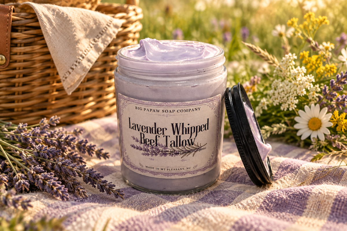 Lavender tallow in a sunny Southern meadow