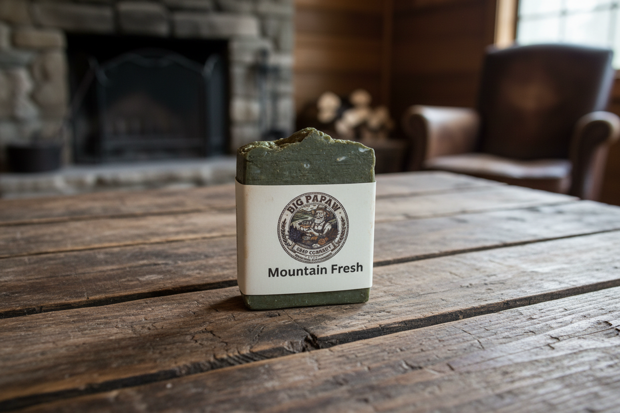 Mountain Fresh Tallow Soap on weathered table