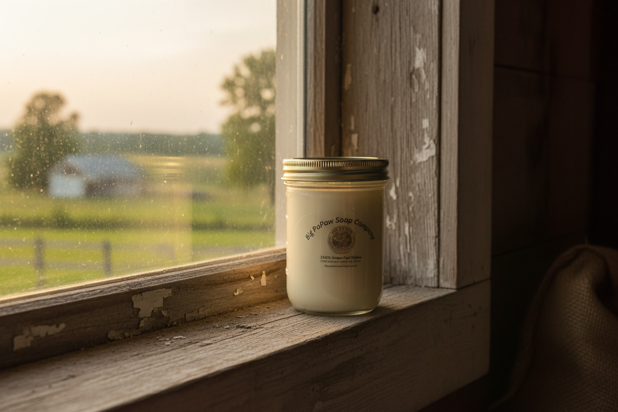 Tallow Pint on Barn Windowsill
