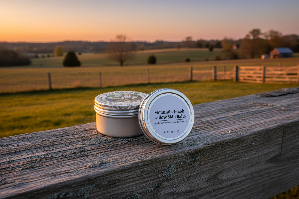 Tins on barn wood fence post at golden hour
